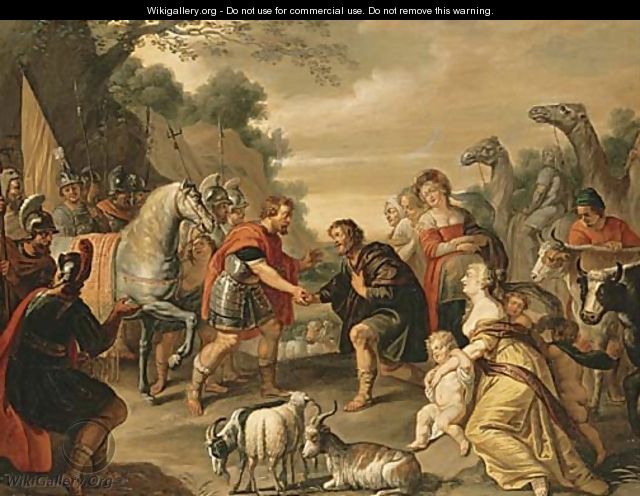 The reconciliation of Jacob and Esau - Abraham Willemsens