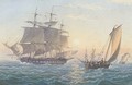 A Royal Naval frigate heaving-to upon her arrival at Spithead - Admiral Sir Thomas Bladen Capel