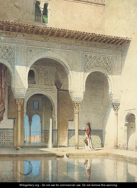 A courtyard in the Alhambra Palace, Granada - Adolf Seel