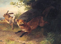 A Fox Chasing A Rabbit - Adolf Henrik Mackeprang