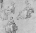 Three Studies of a seated young Girl - Abraham Bloemaert