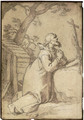Saint Paul of Phermae kneeling in prayer before a crucifix - Abraham Bloemaert