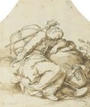 A young girl sleeping at the side of a road - Abraham Bloemaert