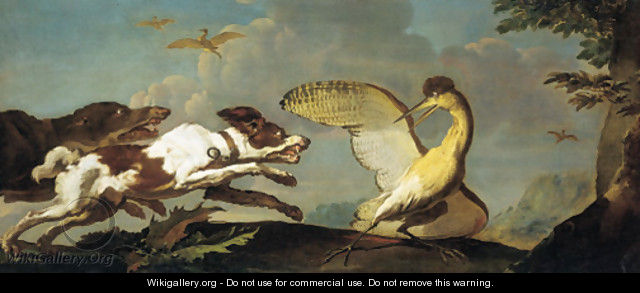 Hounds chasing a wounded bittern - Abraham Danielsz Hondius