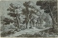 A wooded landscape with figures on a path - Abraham Genoels