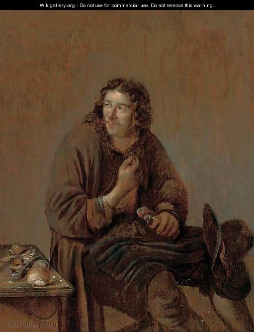 A cobbler at work in an interior - Abraham Diepraam
