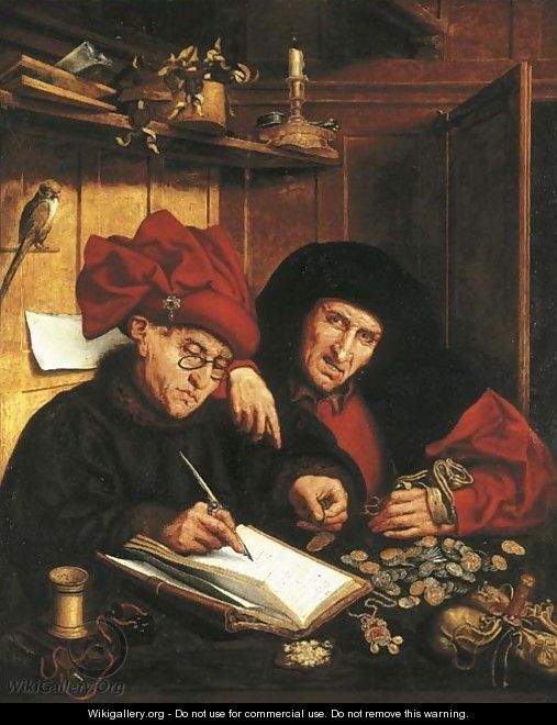 A banker and his client - Workshop of Quentin Massys