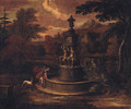 A landscape with Narcissus by a fountain - (after) Isaac De Moucheron
