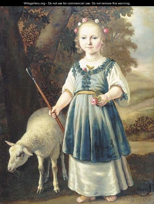 Portrait of a young girl dressed as a shepherdess - (after) Jacob Gerritsz. Cuyp