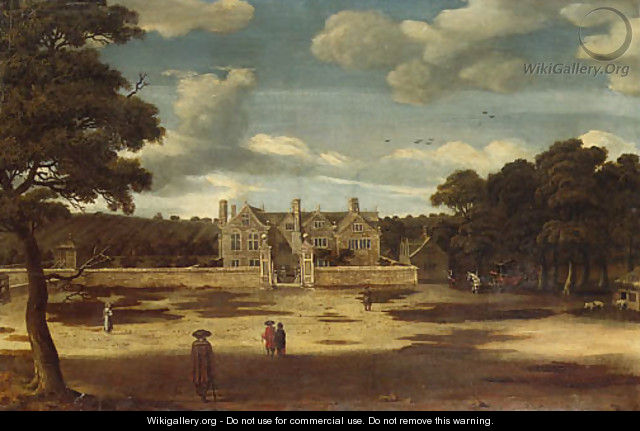 View of a Manor House, with figures in the foreground - (after) Jacob Esselens