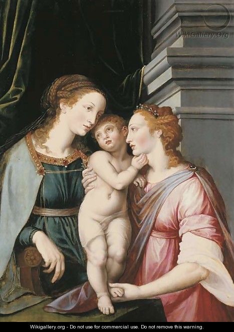 The Virgin and Child with Saint Catherine - (after) Jacob De Backer