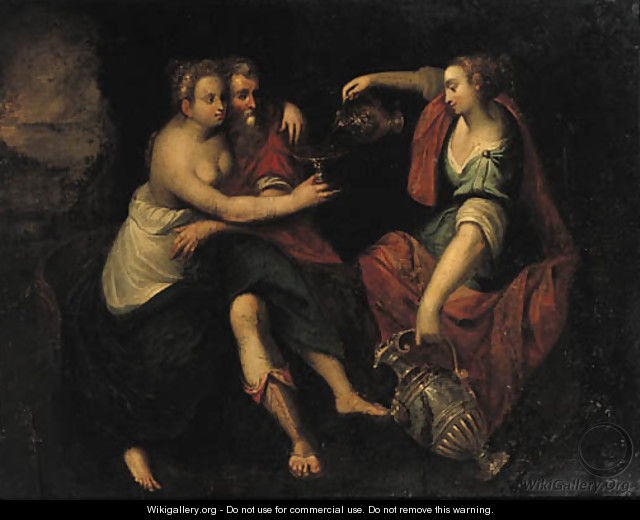 Lot and his daughters - (after) Jacob De Backer