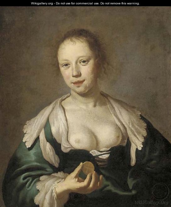 The Sense of Touch A courtesan holding a coin - (after) Jacob Adriaensz. Backer