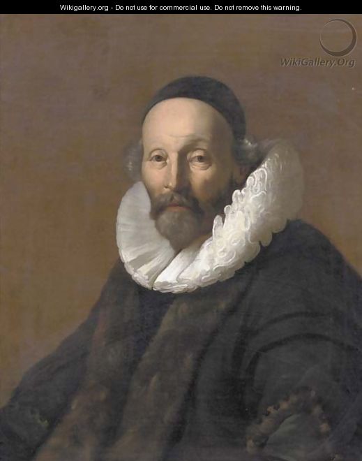 Portrait of Remonstrant minister Johannes Uytebogaert (1557-1644) - (after) Jacob Adriaensz. Backer