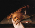 A skull decorated with ears of corn - (after) Jacques De Claeuw