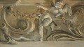 A cornice with a putti holding an olive branch; en grisaille - (after) Jacopo Guarana