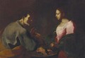 An elderly man and a woman by a brazier - (after) Giuseppe Antonio Petrini