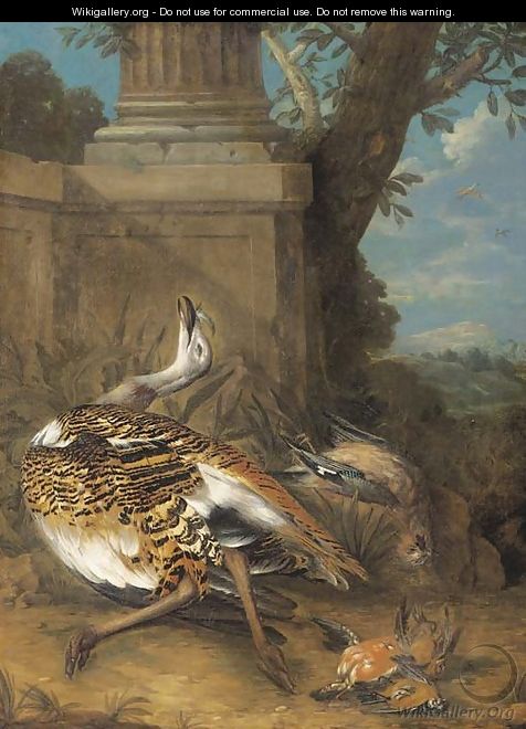 Dead birds by a plinth in a clearing - (after) Giovanni Crivelli, Il Crivellone