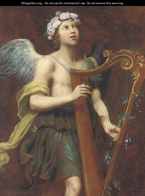 An angel playing the harp - (after) Guido Cagnacci