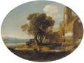 An extensive Italianate landscape with classical ruins - (after) Gottfried Wals