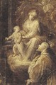 The Madonna and Child adored by a male saint - (after) Giuseppe Maria Crespi