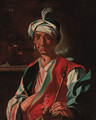 An Oriental man, in a plumed turban, smoking a hookah - (after) Giuseppe Bonito