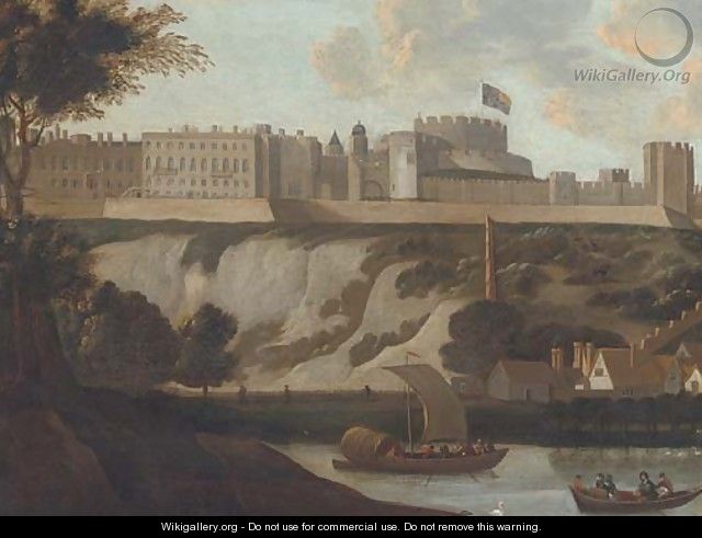 River traffic on the Thames, with Windsor Castle beyond - (after) Hendrick Danckerts