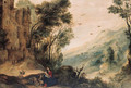 An extensive landscape with the Rest on the Flight into Egypt - (after) Gijsbrecht Leytens