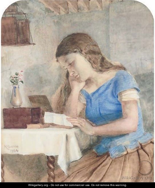 Engrossed in the letter - (after) George Goodwin Kilburne