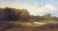 A tranquil river landscape with cattle in the foreground - (after) George Snr Cole