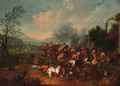 A cavalry skirmish near a castle - (after) Georg Phillip Rugendas II