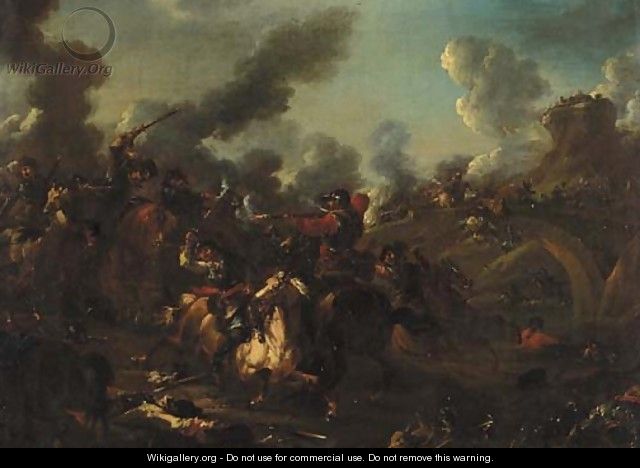 A cavalry skirmish in a landscape - (after) Rugendas, Georg Philipp I
