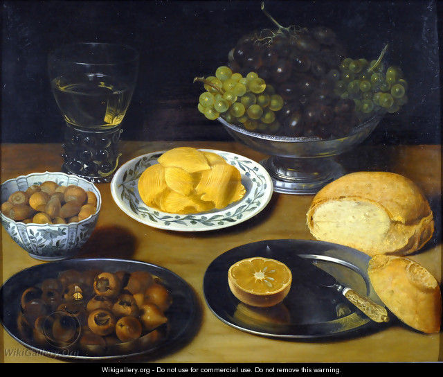 Grapes in a pewter bowl - Georg Flegel