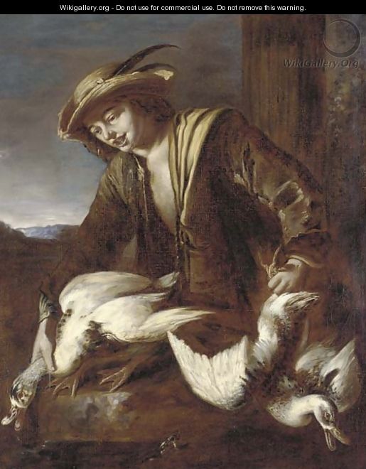 A boy holding two ducks - (after) Giacomo Francesco Cipper