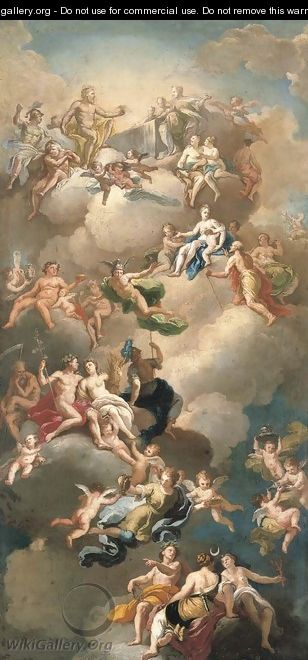 The Triumph of the Gods, a modello for a ceiling - (after) Giacinto Diano
