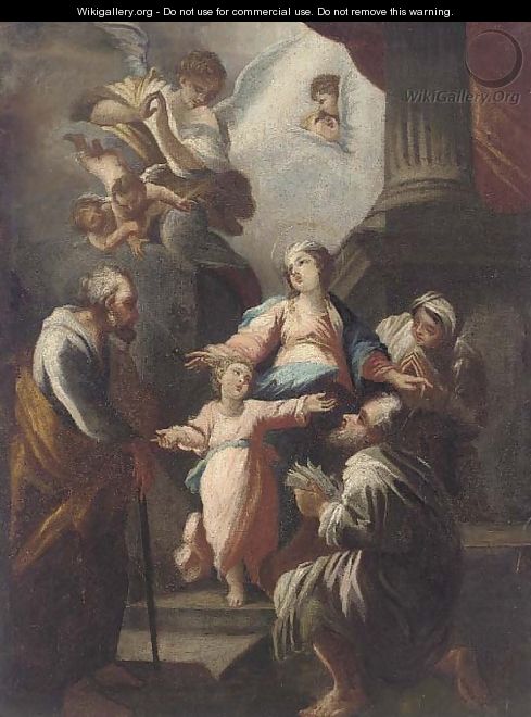 The Holy Family with saints and angels - (after) Giovanni Camillo Sagrestani