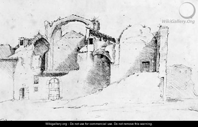 A view of the ruins of the Baths of Diocletian - (after) Giovanni Benedetto Castiglione