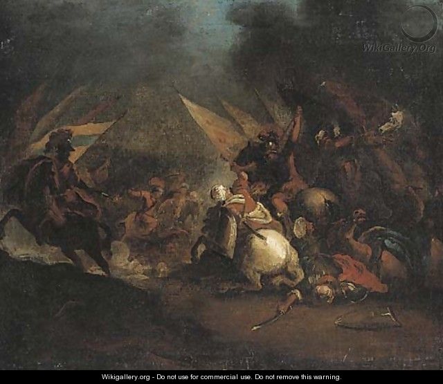 A cavalry skirmish between Christians and Turks - (after) Francesco Simonini