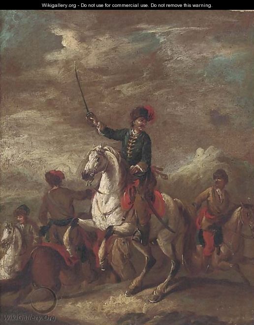 A cavalry officer leading his men - (after) Francesco Simonini