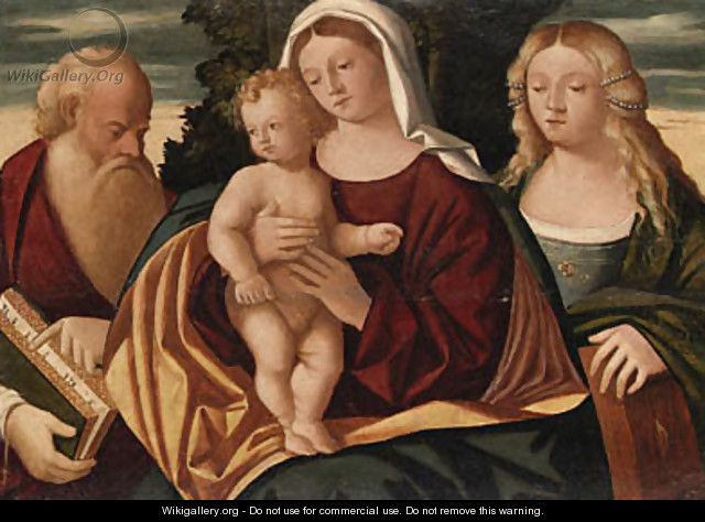 The Madonna and Child with Saints Jerome and Catherine - (after) Francesco Rizzo Da Santa Croce