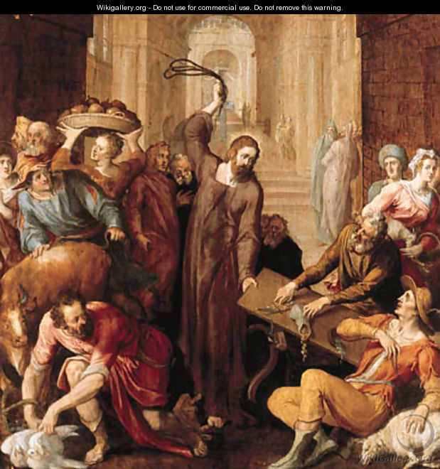 Christ driving the money lenders from the Temple - (attr. to) Floris, Frans