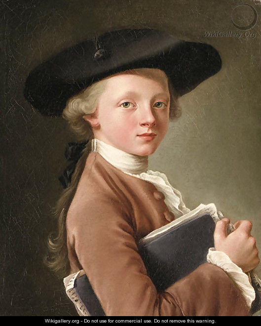 A Boy holding a Portfolio - (after) Franois-Hubert Drouais