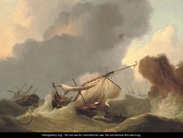Ships in distress off a rocky headland - (after) Francis Sartorius