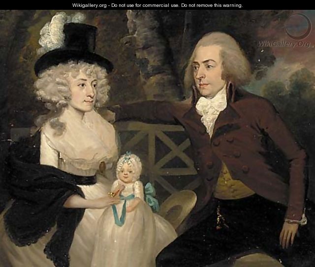 A group portrait of a husband, wife and their child - (after) Francis Alleyne