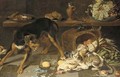 Dogs and cats fighting in a kitchen - (after) Frans Snyders