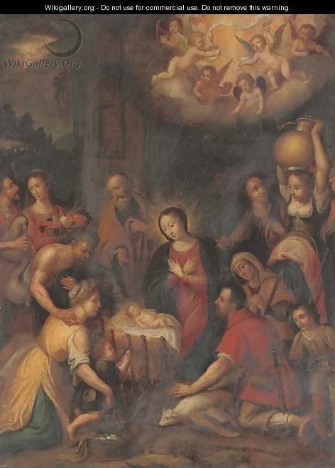 The Adoration of the Shepherds 2 - (after) Frans II Francken