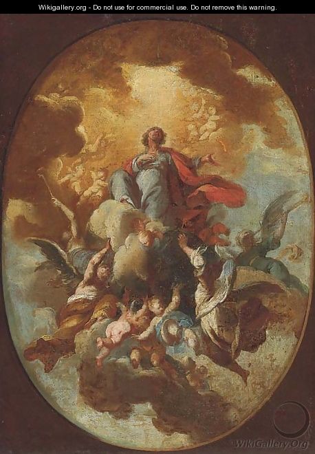 The Ascension of Christ a modello for a ceiling painting - (after) Gaspare Diziani