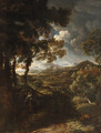 A wooded landscape with Elijah and the Angel - (after) Gaspard Dughet Poussin