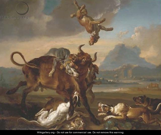 Hounds attacking a bull - (after) Domenico Brandi