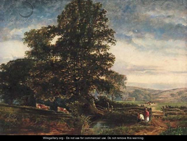 Young anglers in a wooded landscape - (after) Edmund John Niemann
